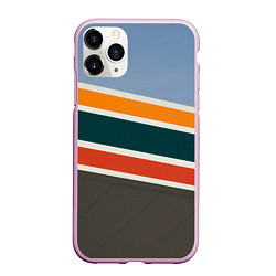 Чехол iPhone 11 Pro матовый Оранжевые и белые абстрактные полосы