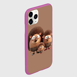 Чехол iPhone 11 Pro матовый Семья ёжиков, цвет: 3D-фиолетовый — фото 2