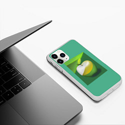 Чехол iPhone 11 Pro матовый Зеленое яблоко на мятном фоне, цвет: 3D-белый — фото 2