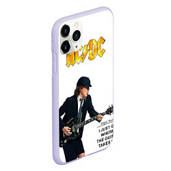 Чехол iPhone 11 Pro матовый Ангус Янг играющий на гитаре, цвет: 3D-светло-сиреневый — фото 2