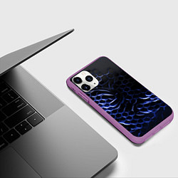 Чехол iPhone 11 Pro матовый Синие объемные плиты, цвет: 3D-фиолетовый — фото 2