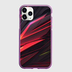 Чехол iPhone 11 Pro матовый Красно-черная текстура, цвет: 3D-фиолетовый