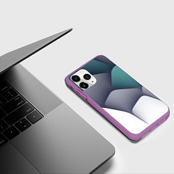 Чехол iPhone 11 Pro матовый Разноцветная чешуя, цвет: 3D-фиолетовый — фото 2