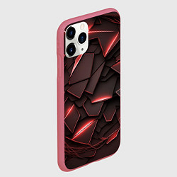 Чехол iPhone 11 Pro матовый Красные элементы с неоновым свечением, цвет: 3D-малиновый — фото 2