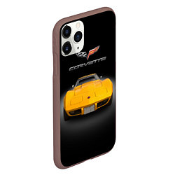 Чехол iPhone 11 Pro матовый Американский маслкар Chevrolet Corvette Stingray, цвет: 3D-коричневый — фото 2