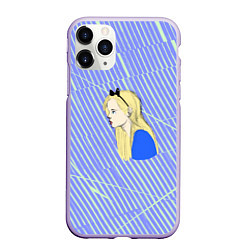 Чехол iPhone 11 Pro матовый Портрет Алисы из страны чудес, цвет: 3D-светло-сиреневый