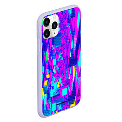 Чехол iPhone 11 Pro матовый Неоновые розовые и голубые светящиеся кубики, цвет: 3D-светло-сиреневый — фото 2