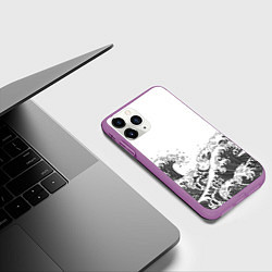 Чехол iPhone 11 Pro матовый Японские волны на белом фоне, цвет: 3D-фиолетовый — фото 2