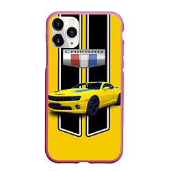 Чехол iPhone 11 Pro матовый Мощный маслкар Chevrolet Camaro 2010 года, цвет: 3D-малиновый