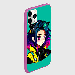 Чехол iPhone 11 Pro матовый Anime Cyberpunk Girl, цвет: 3D-фиолетовый — фото 2