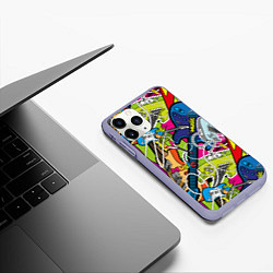 Чехол iPhone 11 Pro матовый Guitars - pop art pattern, цвет: 3D-светло-сиреневый — фото 2