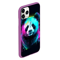 Чехол iPhone 11 Pro матовый Панда в неоновых красках, цвет: 3D-фиолетовый — фото 2