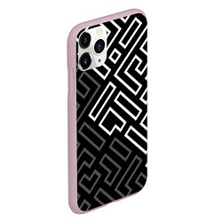 Чехол iPhone 11 Pro матовый Черно белый лабиринт, цвет: 3D-розовый — фото 2