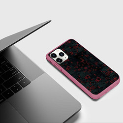 Чехол iPhone 11 Pro матовый Квадратные пазлы, цвет: 3D-малиновый — фото 2