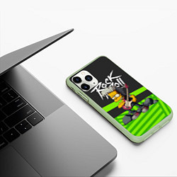 Чехол iPhone 11 Pro матовый Rock music Simpsons, цвет: 3D-салатовый — фото 2