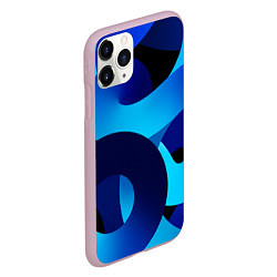 Чехол iPhone 11 Pro матовый Синие линии в виде узоров, цвет: 3D-розовый — фото 2