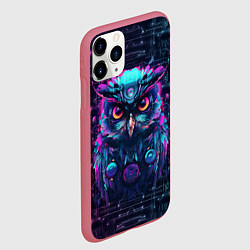 Чехол iPhone 11 Pro матовый Сова в стиле киберпанк, цвет: 3D-малиновый — фото 2