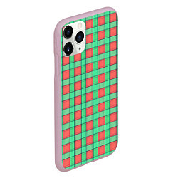 Чехол iPhone 11 Pro матовый Клетчатый зелено -оранжевый паттерн, цвет: 3D-розовый — фото 2