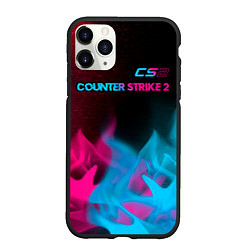 Чехол iPhone 11 Pro матовый Counter Strike 2 - neon gradient: символ сверху