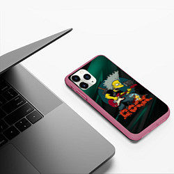 Чехол iPhone 11 Pro матовый Rock music Simpsons, цвет: 3D-малиновый — фото 2