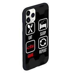 Чехол iPhone 11 Pro матовый Eat, sleep, Counter-Strike 2, repeat, цвет: 3D-черный — фото 2