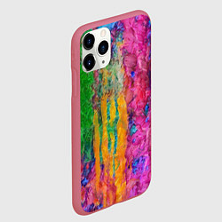 Чехол iPhone 11 Pro матовый Грубые разноцветные мазки краски, цвет: 3D-малиновый — фото 2