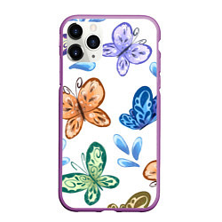 Чехол iPhone 11 Pro матовый Стая водных бабочек