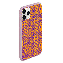 Чехол iPhone 11 Pro матовый Оранжевый векторный узор, цвет: 3D-розовый — фото 2
