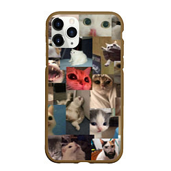 Чехол iPhone 11 Pro матовый Мемные котики, цвет: 3D-коричневый
