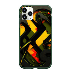 Чехол iPhone 11 Pro матовый Оранжевые полосы, цвет: 3D-темно-зеленый