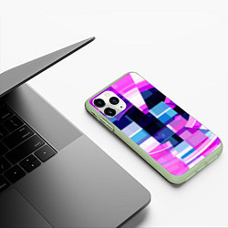 Чехол iPhone 11 Pro матовый Розовые фигуры и глитчи, цвет: 3D-салатовый — фото 2