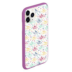 Чехол iPhone 11 Pro матовый Весенний паттерн с птицами, цвет: 3D-фиолетовый — фото 2
