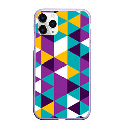 Чехол iPhone 11 Pro матовый Разноцветный ромбический паттерн, цвет: 3D-светло-сиреневый