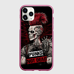 Чехол iPhone 11 Pro матовый Punks not dead, цвет: 3D-малиновый