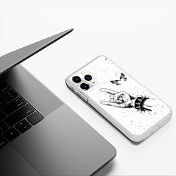 Чехол iPhone 11 Pro матовый Placebo и рок символ, цвет: 3D-белый — фото 2