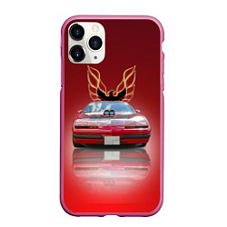 Чехол iPhone 11 Pro матовый Американский спорткар Pontiac Firebird, цвет: 3D-малиновый