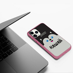 Чехол iPhone 11 Pro матовый Kawaii Husky, цвет: 3D-малиновый — фото 2