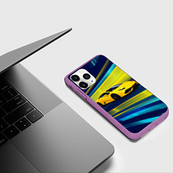 Чехол iPhone 11 Pro матовый Желтый итальянский суперкар, цвет: 3D-фиолетовый — фото 2