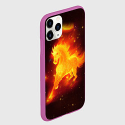 Чехол iPhone 11 Pro матовый Огненный конь мчится, цвет: 3D-фиолетовый — фото 2