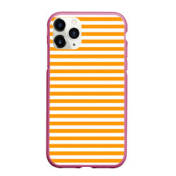 Чехол iPhone 11 Pro матовый Тельняшка оранжевая МЧС, цвет: 3D-малиновый