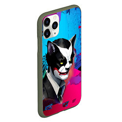 Чехол iPhone 11 Pro матовый Dude-cat - neural network - pop art, цвет: 3D-темно-зеленый — фото 2