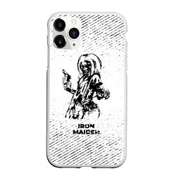 Чехол iPhone 11 Pro матовый Iron Maiden с потертостями на светлом фоне