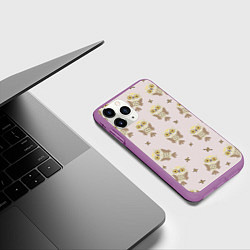 Чехол iPhone 11 Pro матовый Сова и знак плюс, цвет: 3D-фиолетовый — фото 2