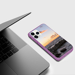 Чехол iPhone 11 Pro матовый Закат солнца на Финском заливе, цвет: 3D-фиолетовый — фото 2