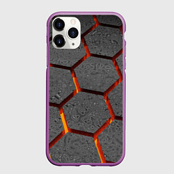 Чехол iPhone 11 Pro матовый Металлические плиты и лава, цвет: 3D-фиолетовый