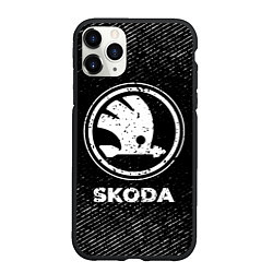 Чехол iPhone 11 Pro матовый Skoda с потертостями на темном фоне