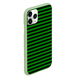 Чехол iPhone 11 Pro матовый Черно-зеленые полосы, цвет: 3D-салатовый — фото 2
