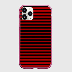 Чехол iPhone 11 Pro матовый Темно-красные полосы, цвет: 3D-малиновый