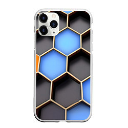 Чехол iPhone 11 Pro матовый Гексагон, цвет: 3D-белый