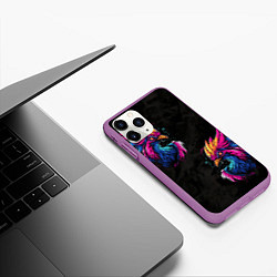 Чехол iPhone 11 Pro матовый Киберпанк Птица, цвет: 3D-фиолетовый — фото 2